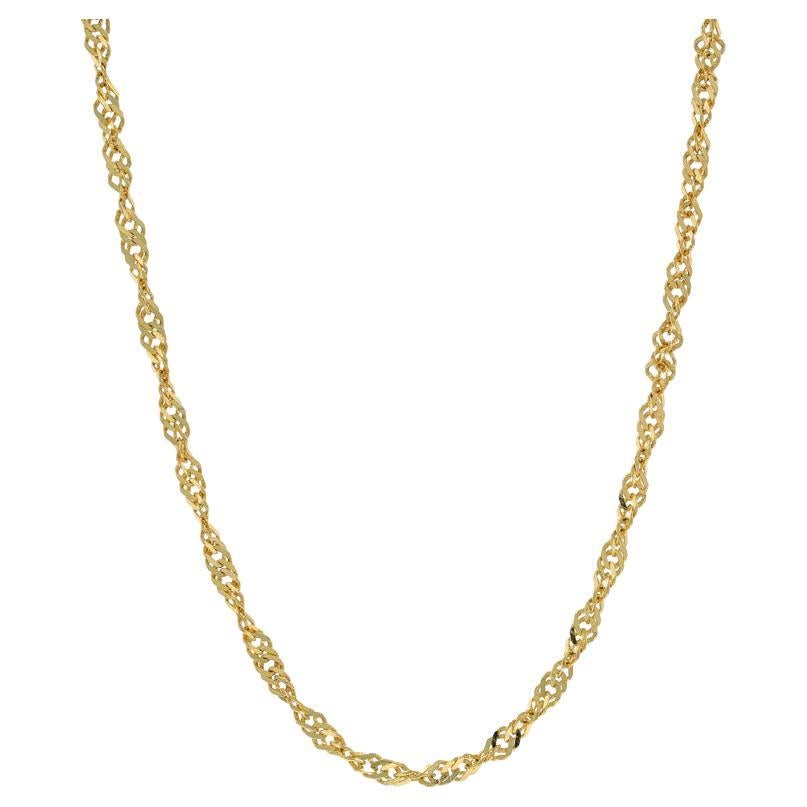 Yellow Gold Diamond Cut Singapore Chain Necklace 18" - 14k For Sale
