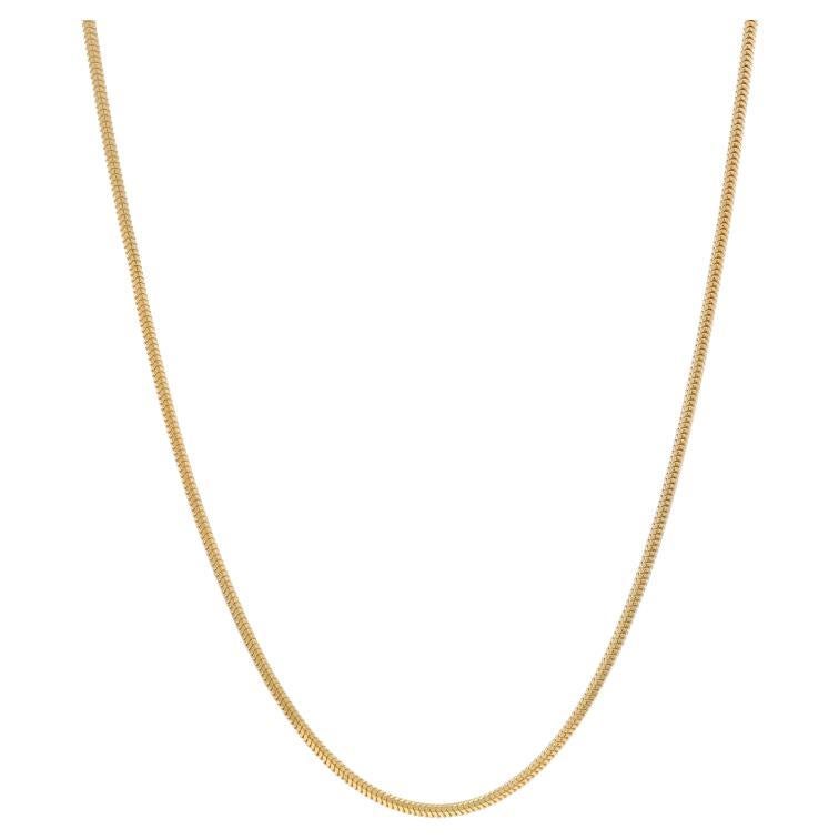 Yellow Gold Diamond Cut Snake Chain Necklace 22" - 18k Italy For Sale