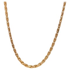 Yellow Gold Diamond Cut Square Wheat Chain Necklace 18 1/2" - 14k Italy