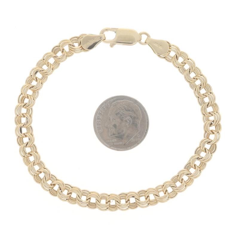 Bracelet triple chaîne en or jaune avec diamants - 14k Starter Charm Italy Unisexe en vente