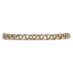 Yellow Gold Diamond Cut Triple Curb Chain Bracelet 7" - 14k Starter Charm Italy