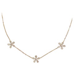 Yellow Gold Diamond Daisy Flower Necklace