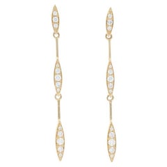 Boucles d'oreilles pendantes en or jaune avec diamants - 14k ronds brillants .20ctw