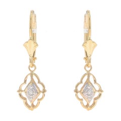 Gelbgold-Diamant-Ohrhänger - 10k & 14k Single Cut Floral durchbohrt