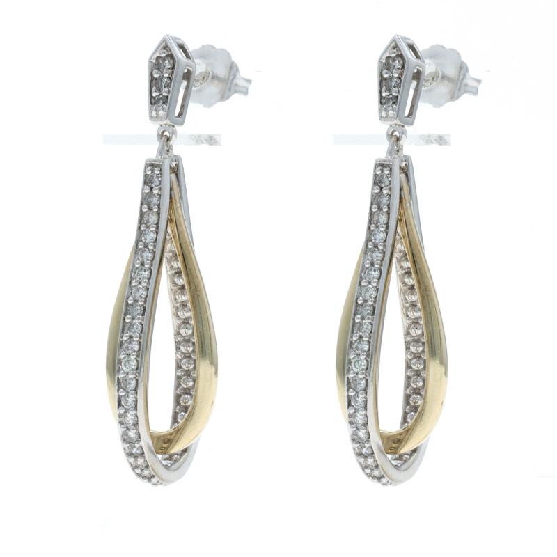 Taglio rotondo Orecchini pendenti in oro giallo con diamanti - Brillianti rotondi da 10 carati (50 carati) in vendita