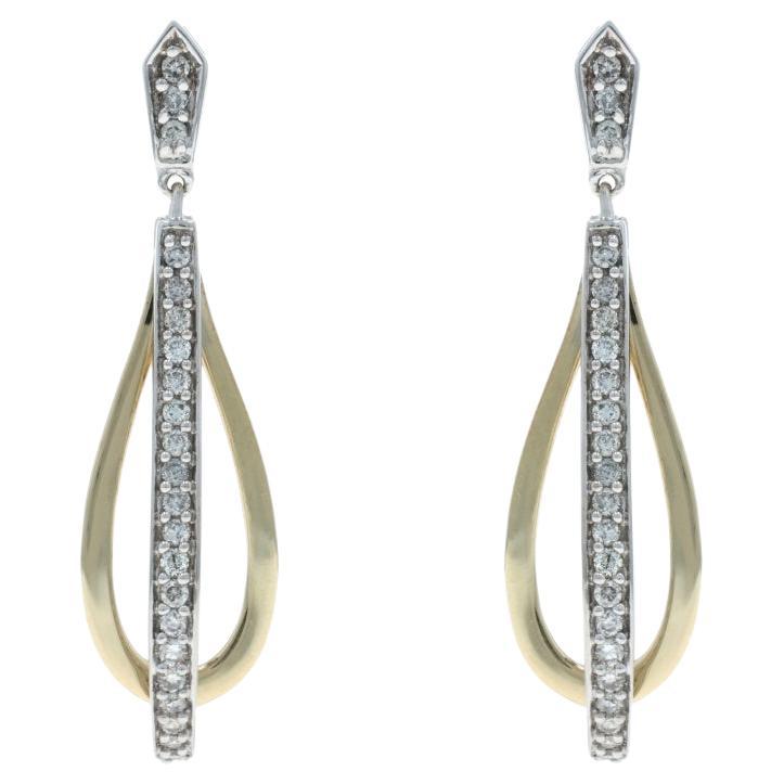 Orecchini pendenti in oro giallo con diamanti - Brillianti rotondi da 10 carati (50 carati)