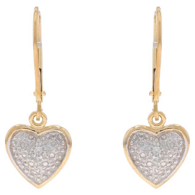 Yellow Gold Diamond Dangle Earrings - 10k Round Brilliant Pierced
