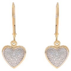 Yellow Gold Diamond Dangle Earrings - 10k Round Brilliant Pierced