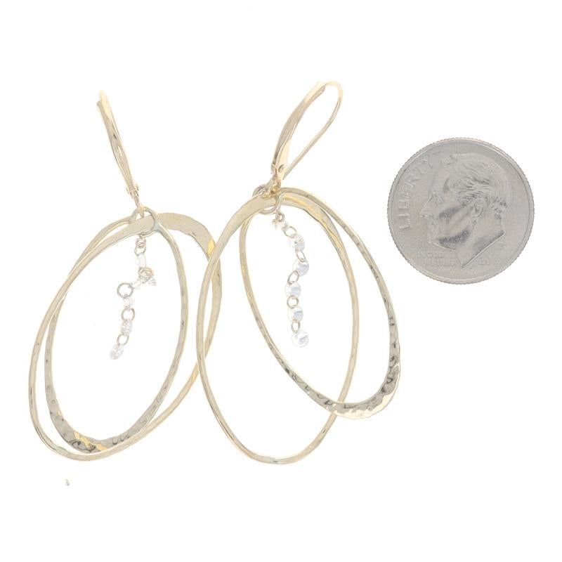Donna Orecchini pendenti in oro giallo con diamanti - 14k Rnd .60ctw Hammered Oval Hoops Pierced in vendita