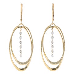 Orecchini pendenti in oro giallo con diamanti - 14k Rnd .60ctw Hammered Oval Hoops Pierced