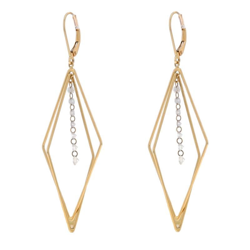 Taglio rotondo Orecchini pendenti in oro giallo con diamanti - 14k Round .86ctw Geometric Pierced in vendita