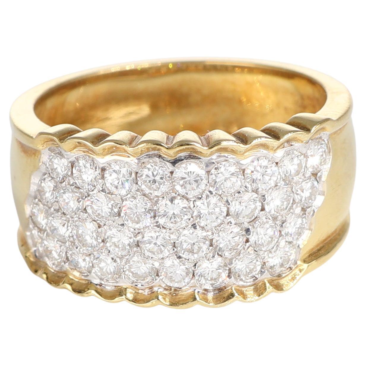 Yellow Gold Diamond Dazzling Pavé Vintage Ring 1.50 Carats