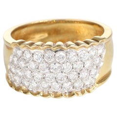 Yellow Gold Diamond Dazzling Pavé Vintage Ring 1.50 Carats