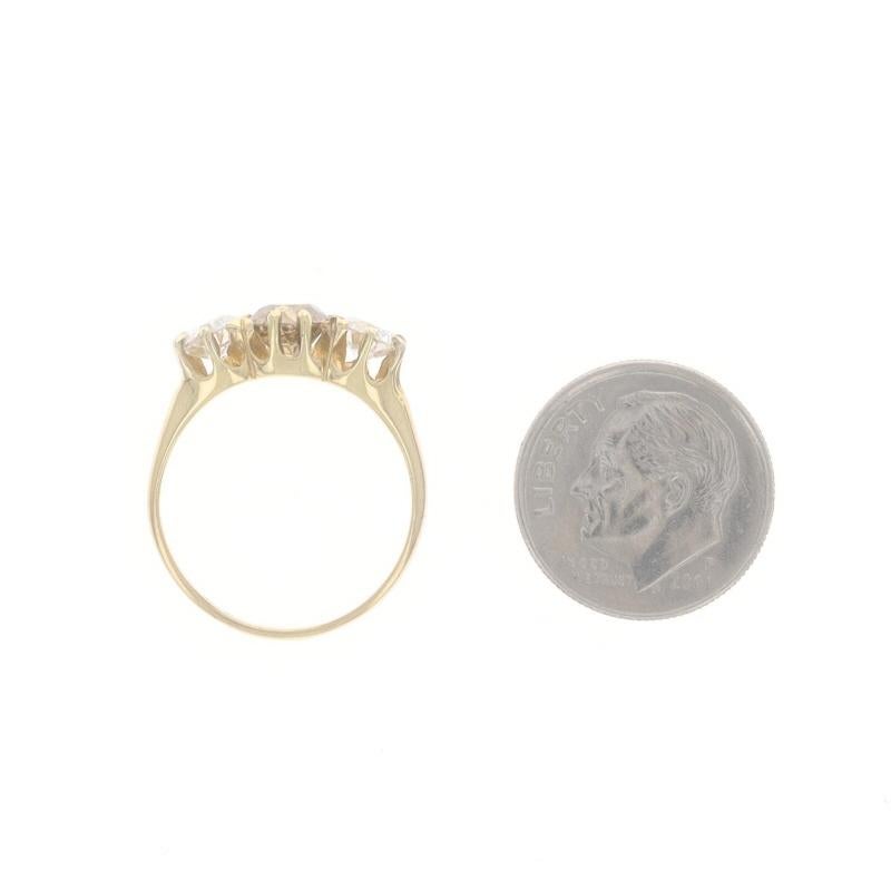 Women's Yellow Gold Diamond Diamond Art Deco Three-Stone Ring - 18k European 1.81ctw Vin For Sale