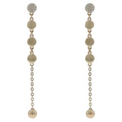 Orecchini pendenti a catena con disco di diamanti in oro giallo 14k a brillante rotondo .11ctw