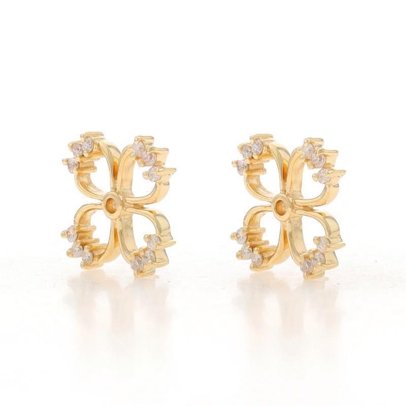 Round Cut Yellow Gold Diamond Dogwood Earring Enhancers - 14k Round .24ctw Flower Blossoms For Sale