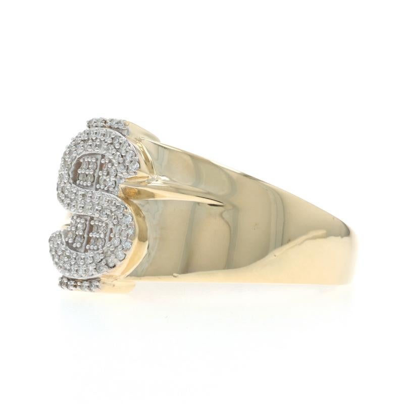 Taglio singolo Anello da uomo in oro giallo con diamante Dollar Sign 10k Single .25ctw Money SZ 10 1/4 in vendita
