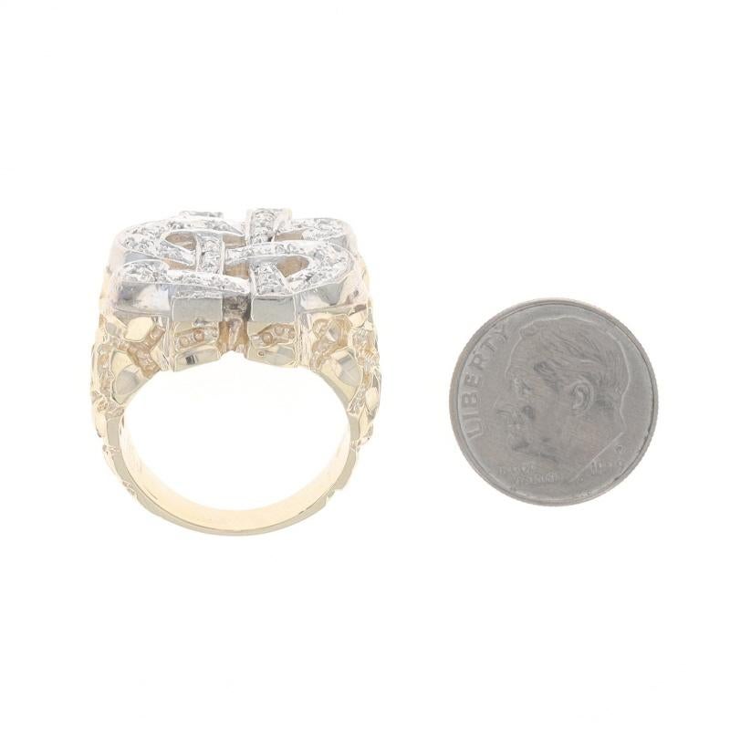 Yellow Gold Diamond Dollar Sign Men's Ring- 14k Round Brilliant .30ctw Bling For Sale 1