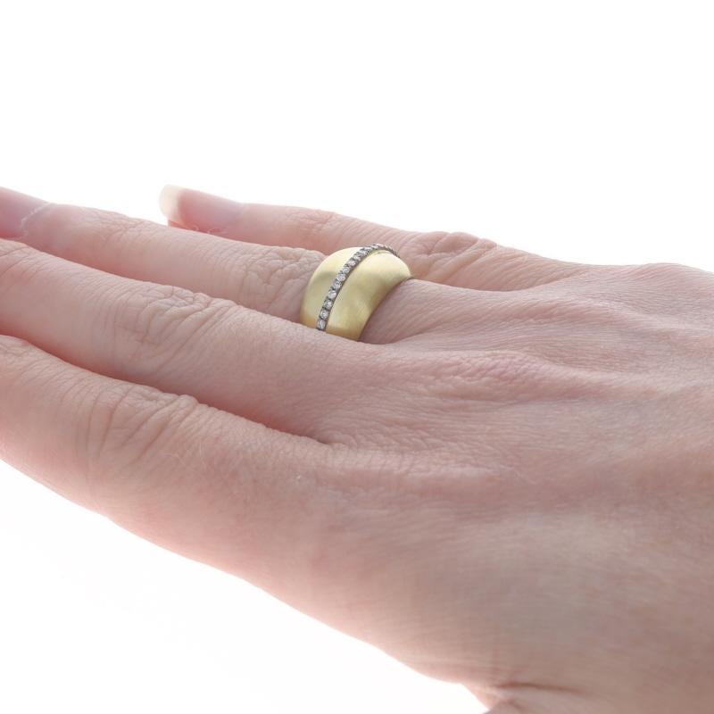 Women's Yellow Gold Diamond Dome Band - 18k Round Brilliant .20ctw Stripe Ring