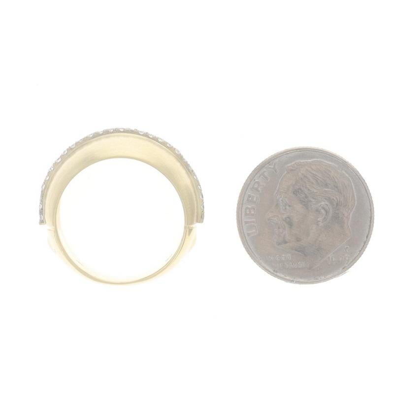 Yellow Gold Diamond Dome Band - 18k Round Brilliant .20ctw Stripe Ring 1