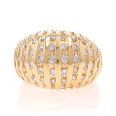 Yellow Gold Diamond Dome Cluster Cocktail Band 14k Round Brilliant 1.20ctw Ring