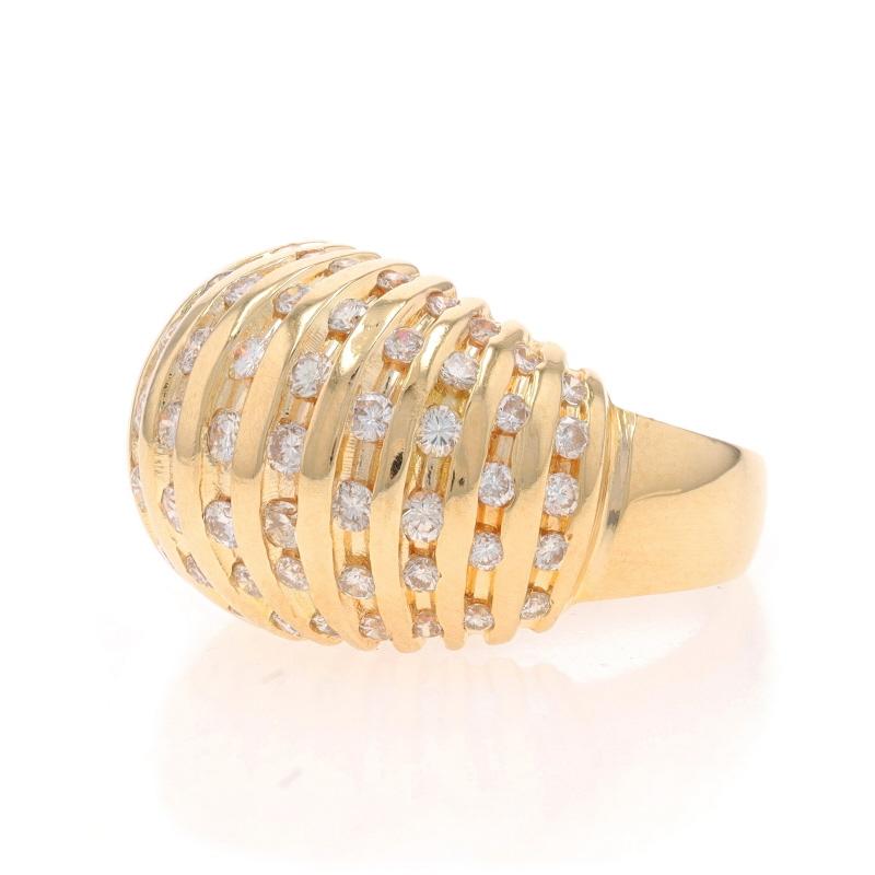 Bague de cocktail en or jaune avec dôme en diamant 14k rond brillant 1.20ctw Excellent état - En vente à Greensboro, NC