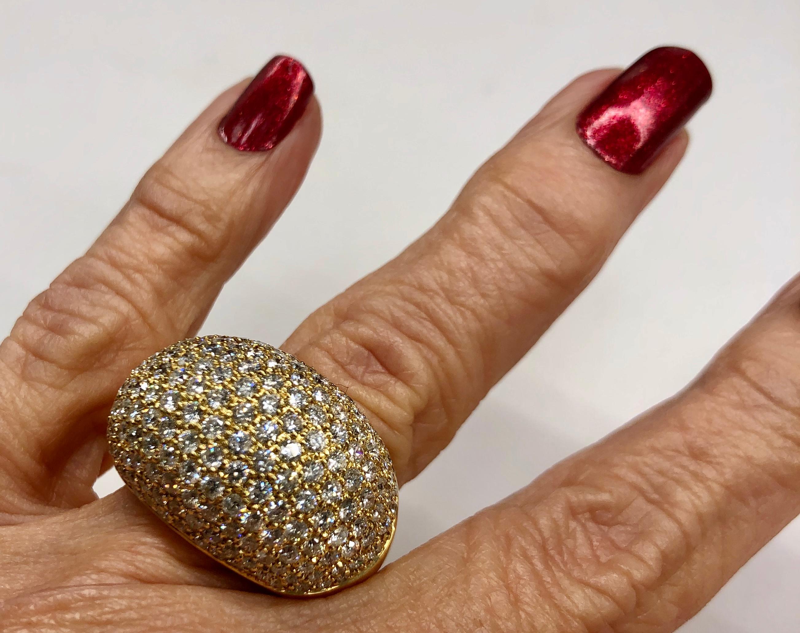 Yellow Gold Diamond Dome Ring In Good Condition In Houston, TX