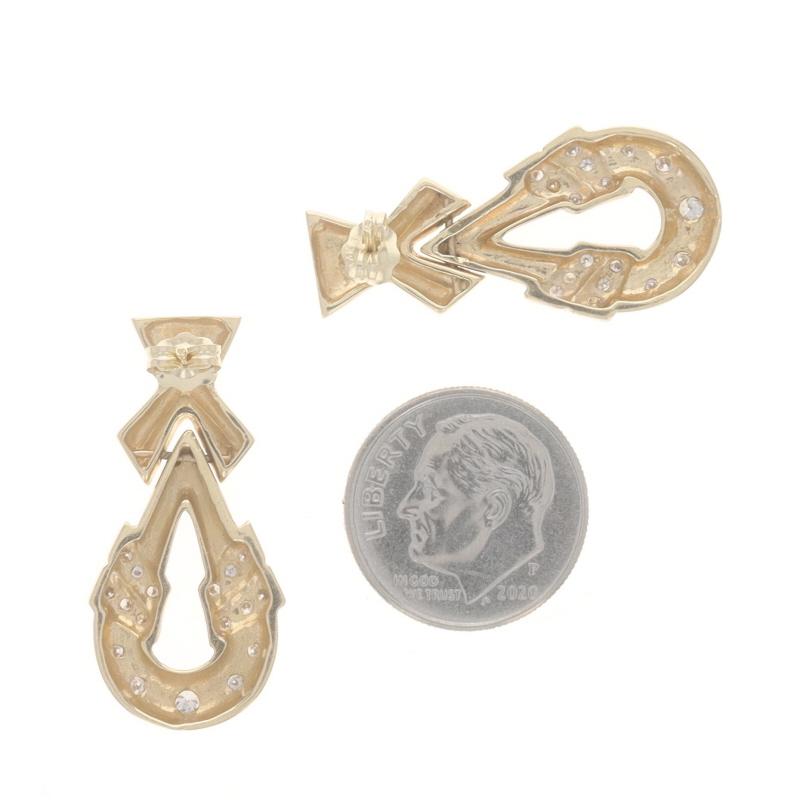 Gelbgold-Diamant-Tür-Knocker-Ohrringe - 14k rund .30ctw durchbohrt (Rundschliff)