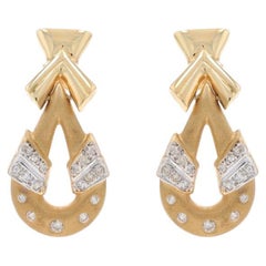 Gelbgold-Diamant-Tür-Knocker-Ohrringe - 14k rund .30ctw durchbohrt