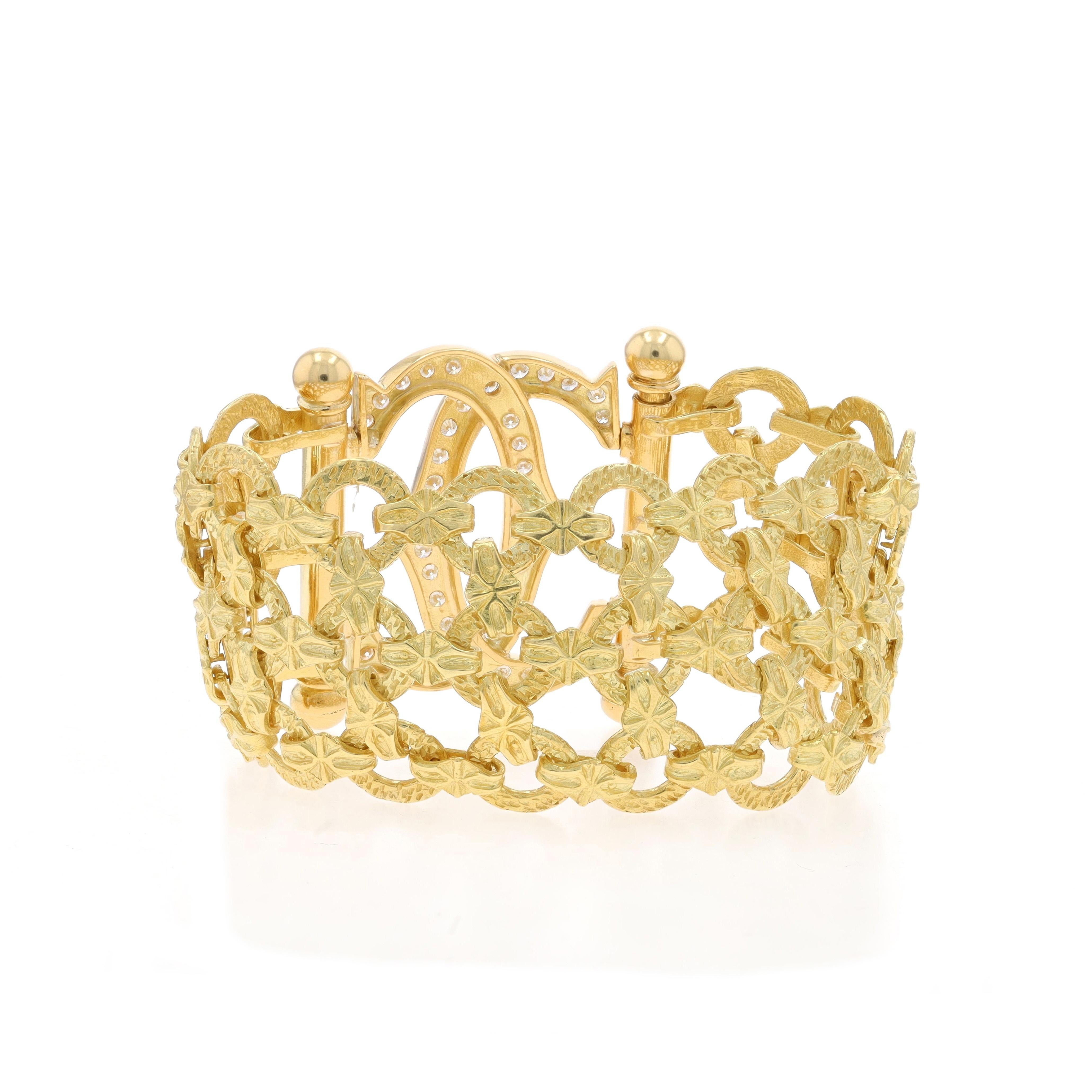 Yellow Gold Diamond Double C Bracelet 6 1/4