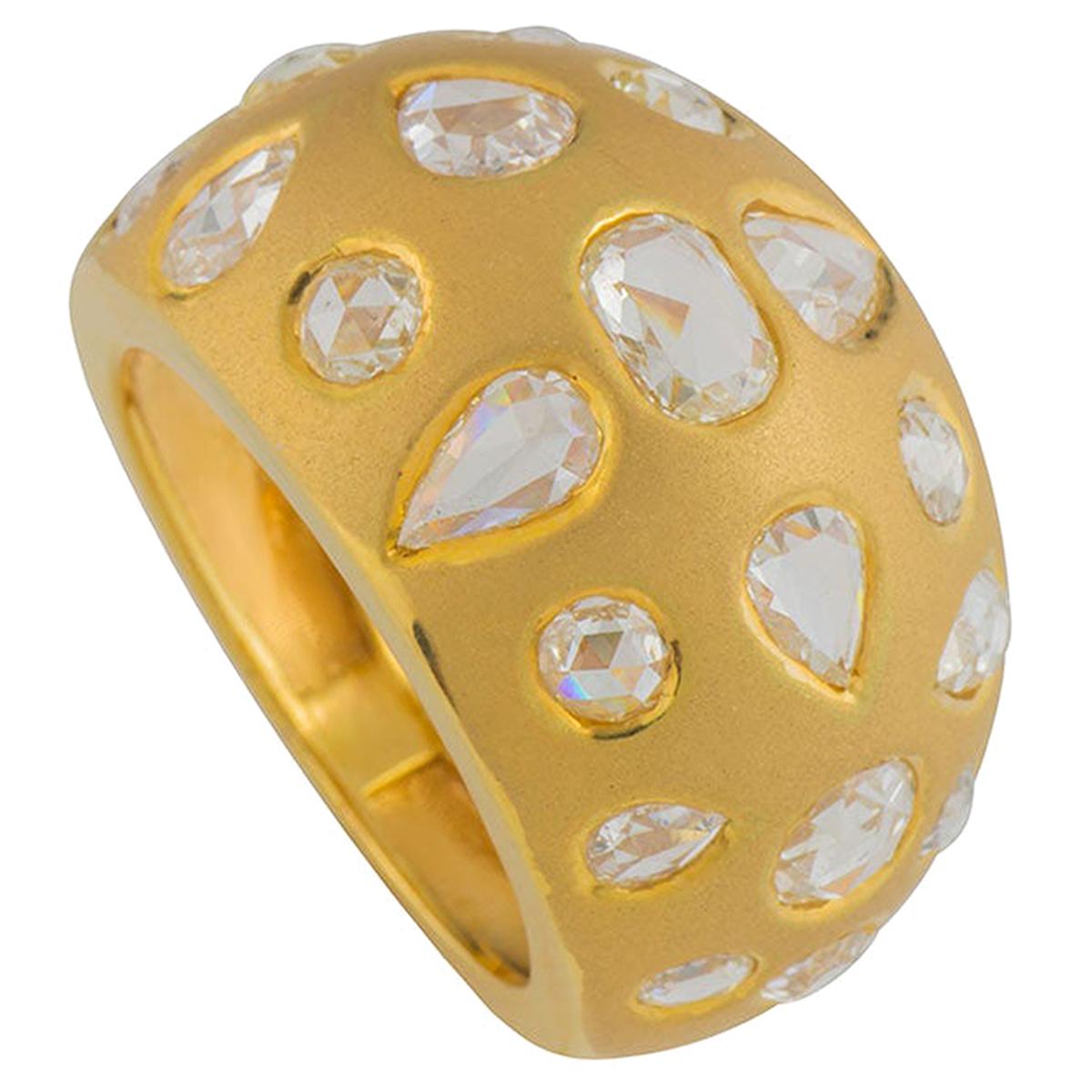 Yellow Gold Diamond Dress Dome Ring 2.91 Carat