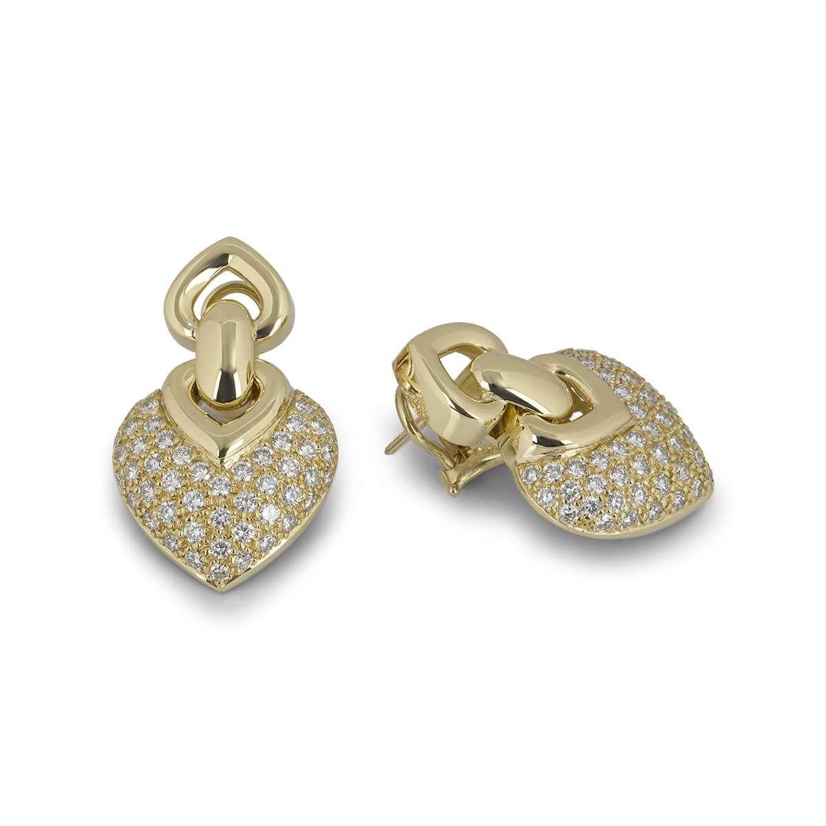 Round Cut Yellow Gold Diamond Drop Earrings