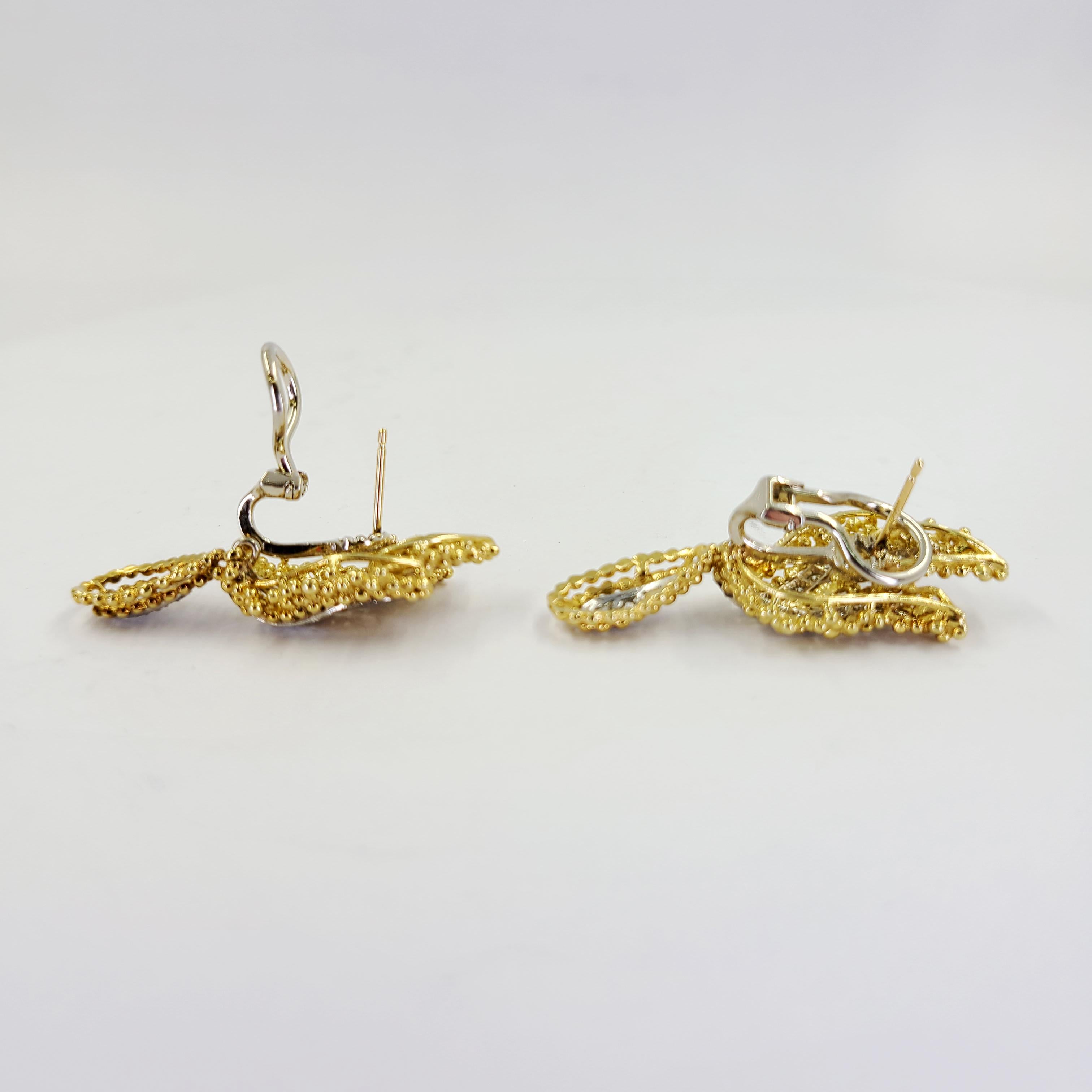 Yellow Gold Diamond Drop Earrings In Good Condition In Coral Gables, FL