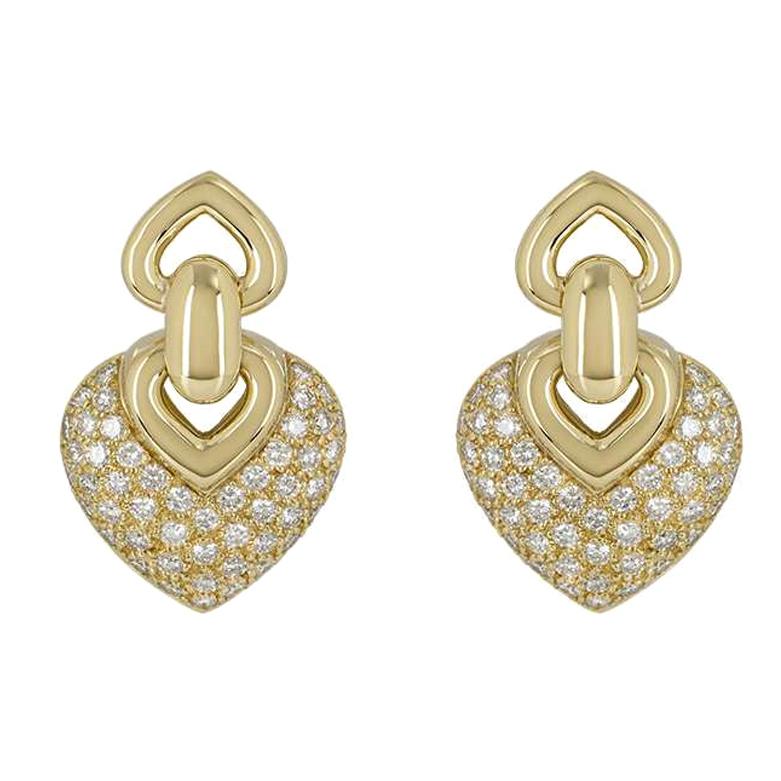 Yellow Gold Diamond Drop Earrings