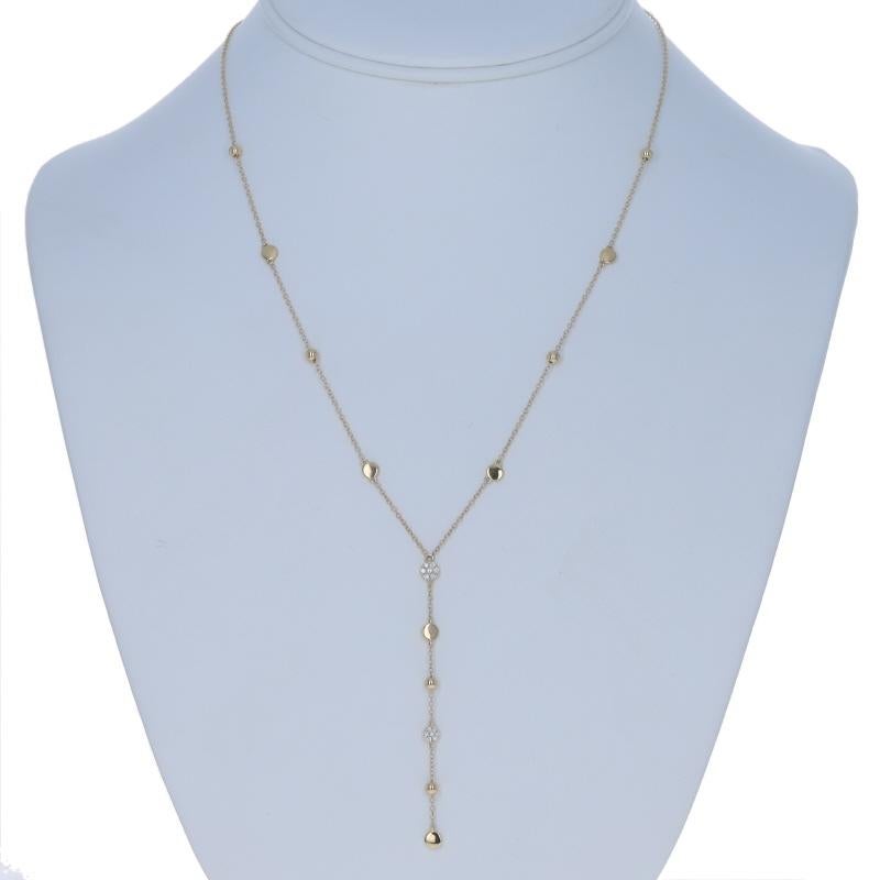 Taglio rotondo Collana con ciondolo a goccia di diamanti in oro giallo 14k a forma di brillante rotondo regolabile in vendita