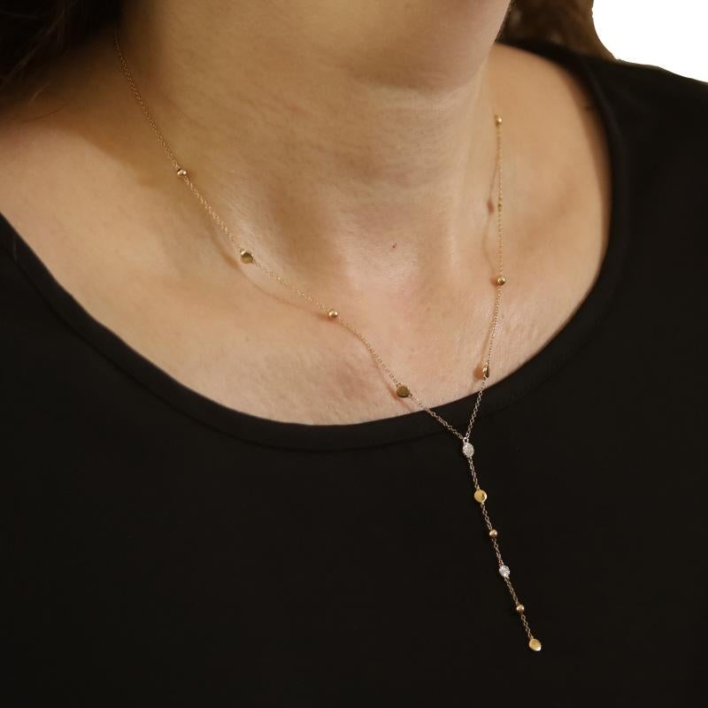Collana con ciondolo a goccia di diamanti in oro giallo 14k a forma di brillante rotondo regolabile In condizioni Nuovo in vendita a Greensboro, NC
