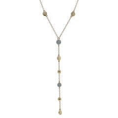 Collana con ciondolo a goccia di diamanti in oro giallo 14k a forma di brillante rotondo regolabile