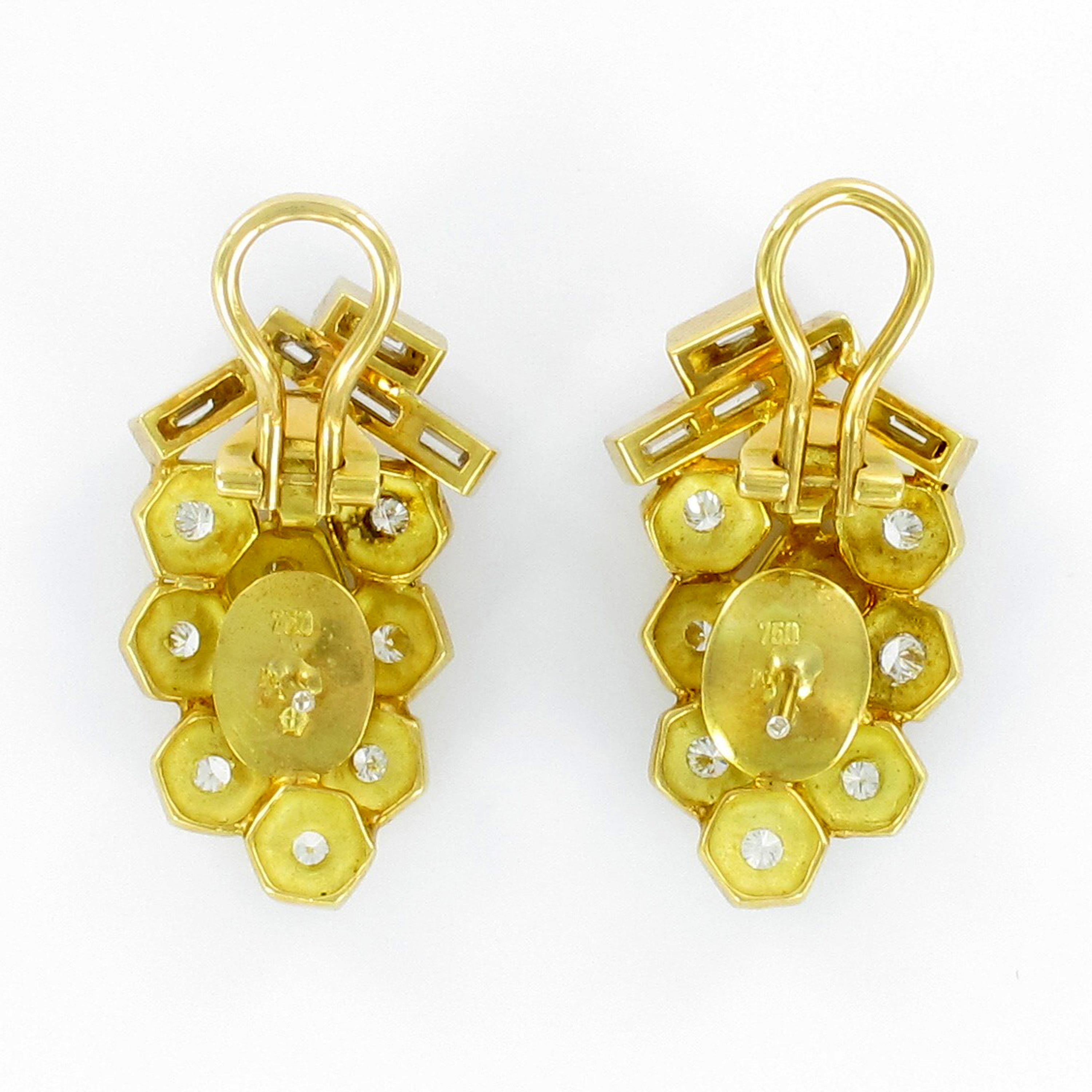Yellow Gold Diamond Earclips 