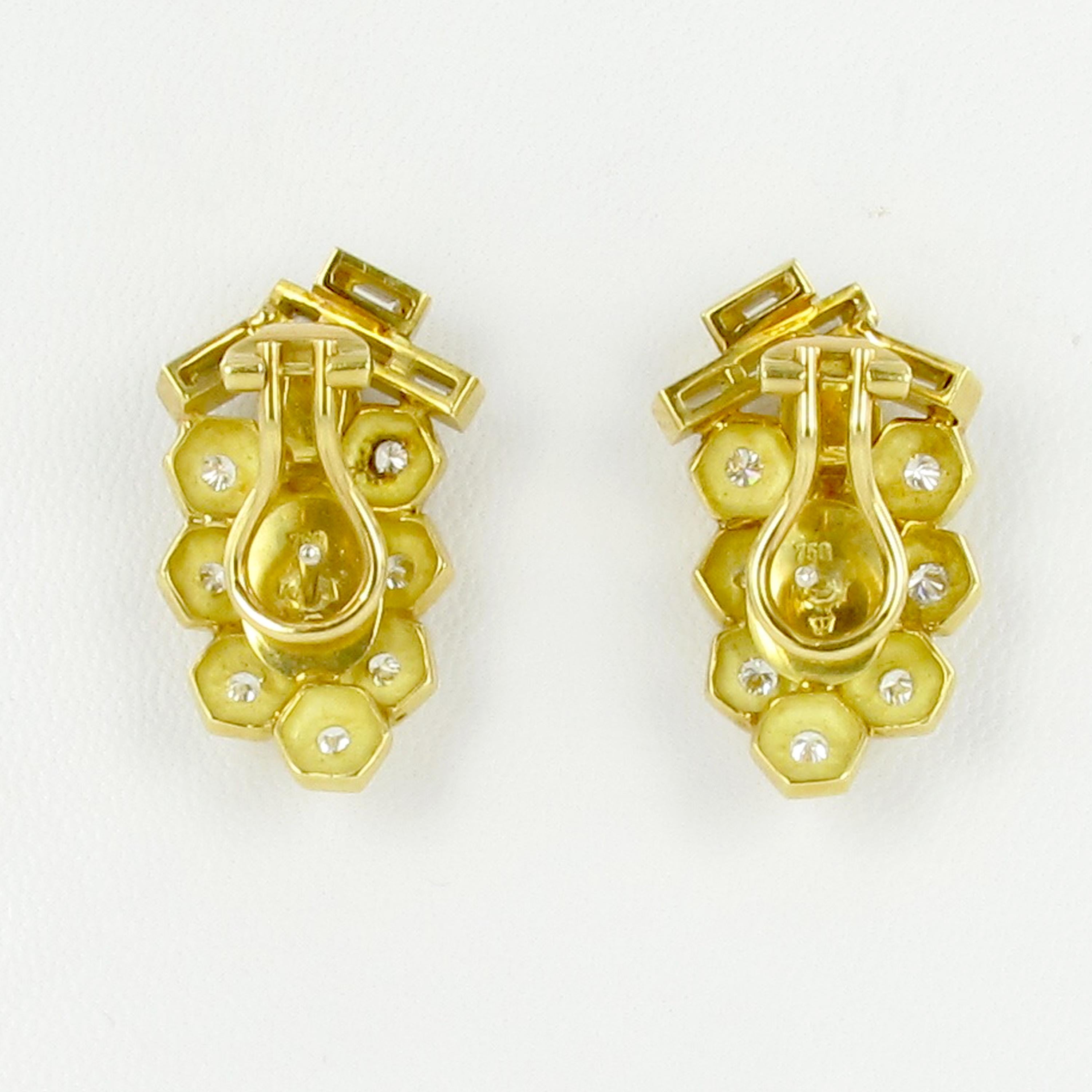 Women's or Men's Yellow Gold Diamond Earclips 