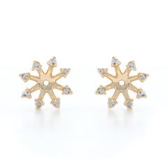 Yellow Gold Diamond Earring Enhancers - 14k Rd .24ctw Floral Stud Jackets