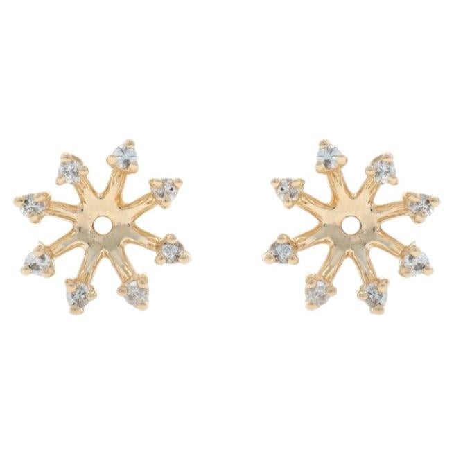 Yellow Gold Diamond Earring Enhancers - 14k Rd .24ctw Floral Stud Jackets