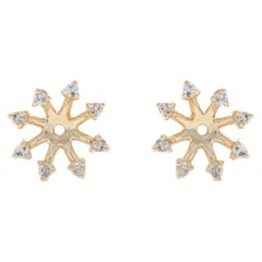 Yellow Gold Diamond Earring Enhancers - 14k Rd .24ctw Floral Stud Jackets