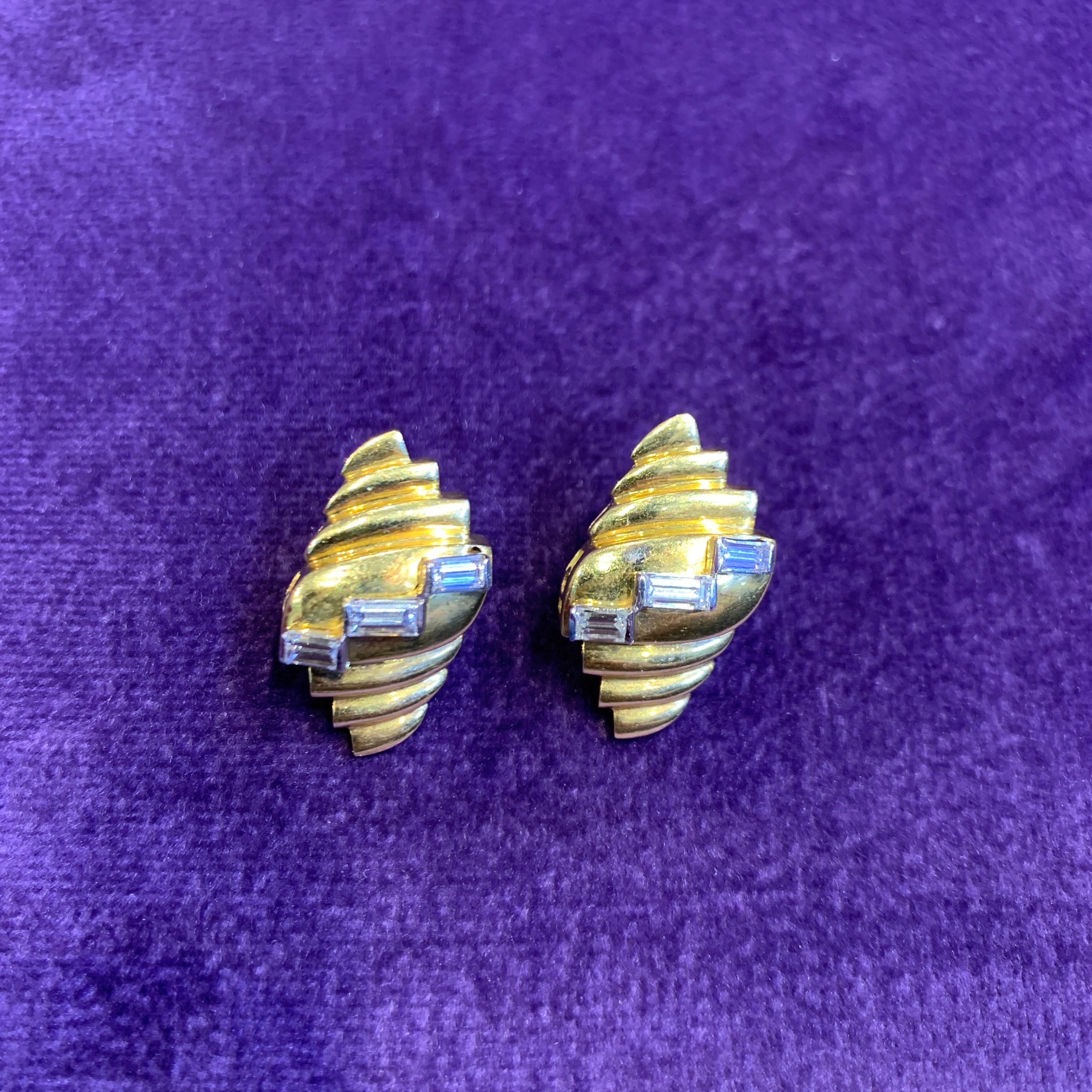 Yellow Gold Diamond Earrings For Sale 1