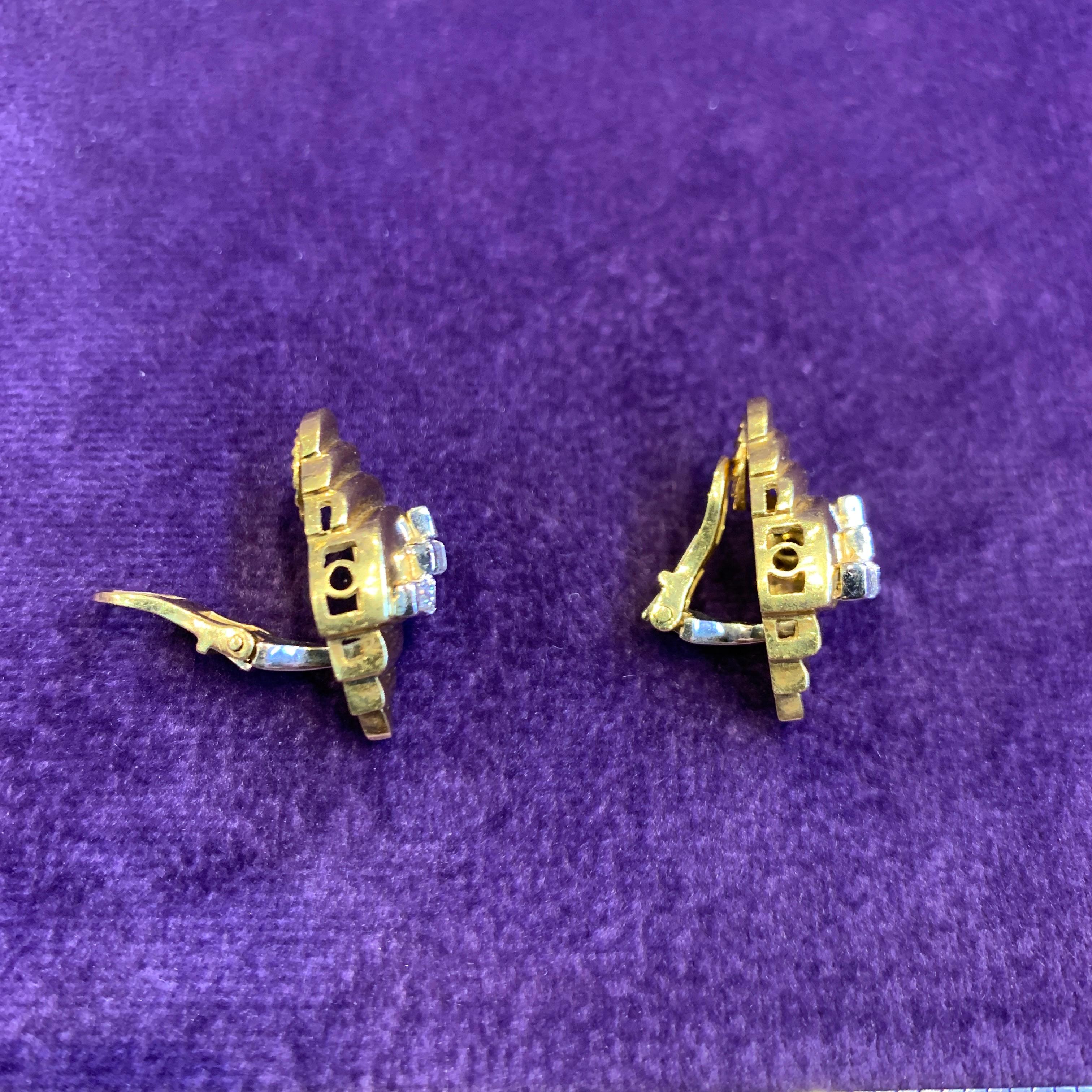 Yellow Gold Diamond Earrings For Sale 3