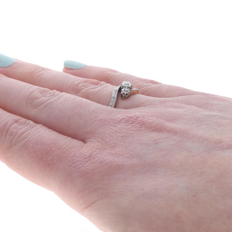Women's Yellow Gold Diamond Edwardian Bypass Ring - 14k European and Mine .50ctw For Sale