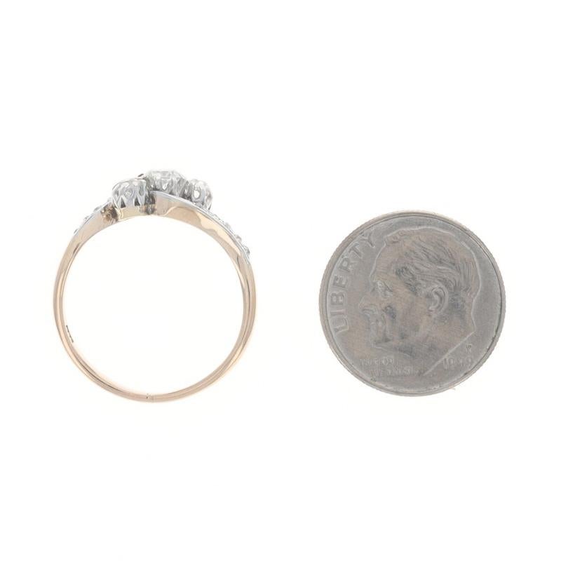 Yellow Gold Diamond Edwardian Bypass Ring - 14k European and Mine .50ctw For Sale 1