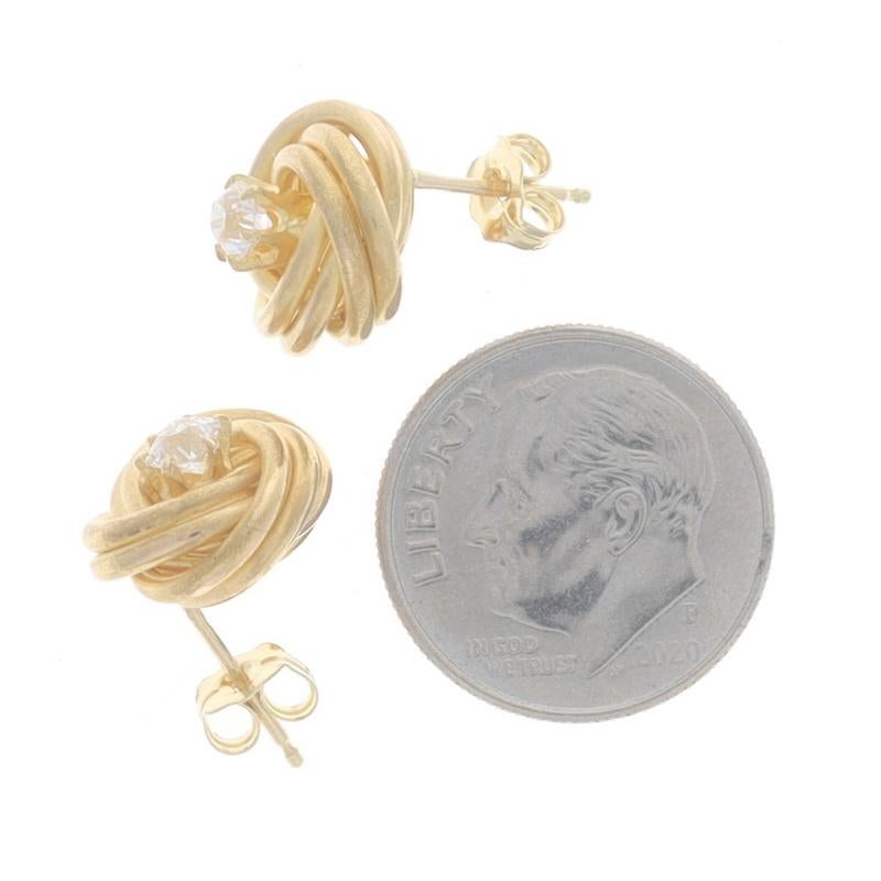 Boucles d'oreilles nœud Edwardian en or jaune et diamants - 18k Mine .44ctw Converted Excellent état - En vente à Greensboro, NC
