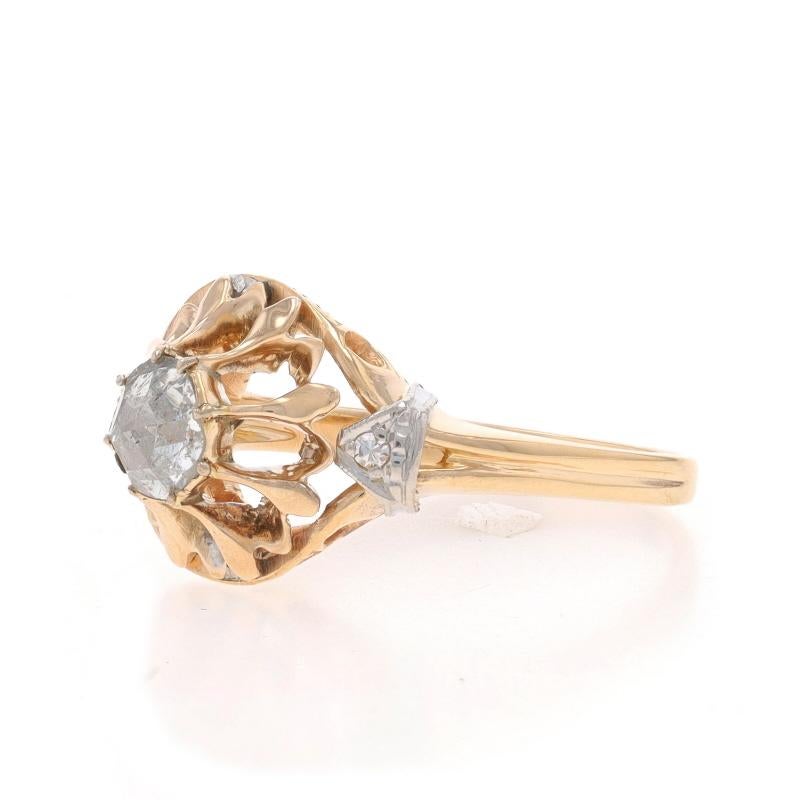 Edwardianischer Ring aus Gelbgold mit Diamanten - 14k & Platin Rose .31ctw Floral Antike im Zustand „Hervorragend“ im Angebot in Greensboro, NC