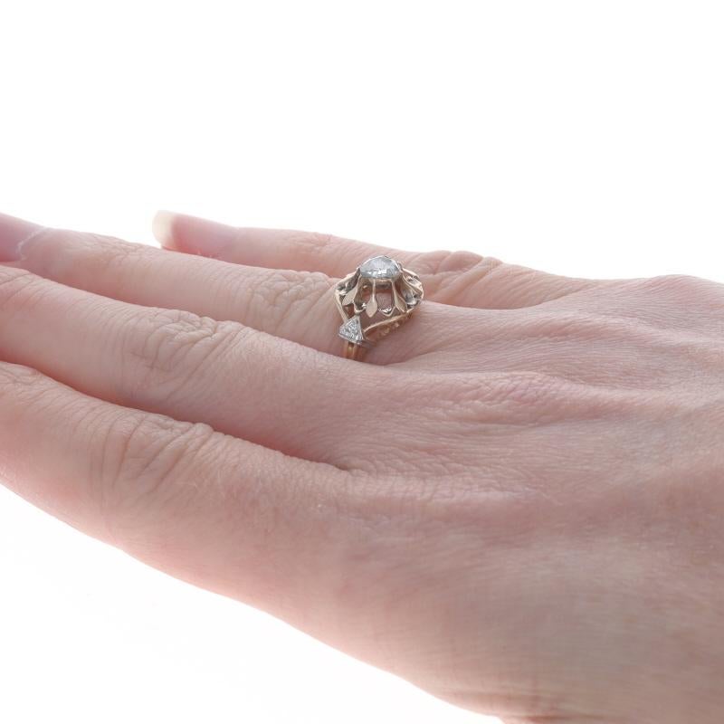 Edwardianischer Ring aus Gelbgold mit Diamanten - 14k & Platin Rose .31ctw Floral Antike Damen im Angebot