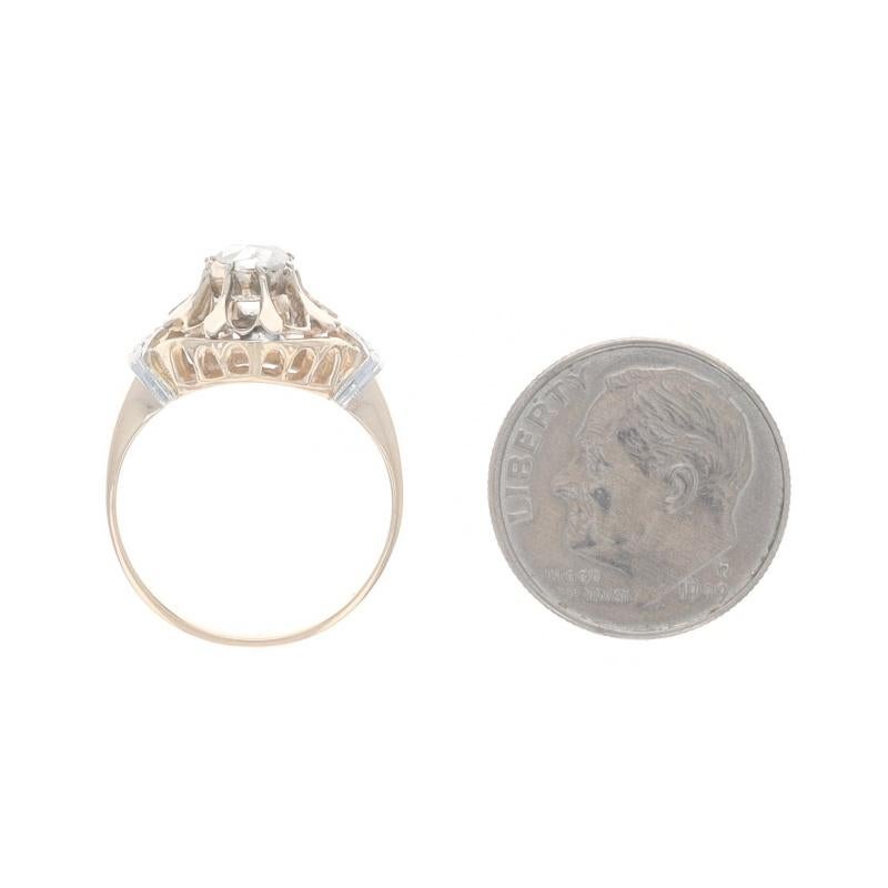 Edwardianischer Ring aus Gelbgold mit Diamanten - 14k & Platin Rose .31ctw Floral Antike im Angebot 1